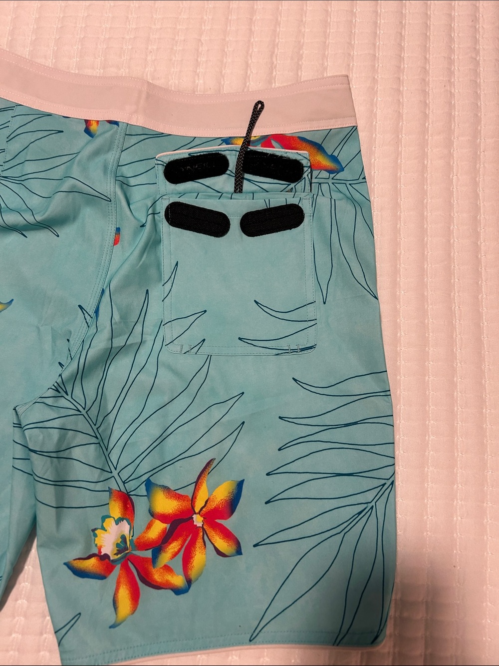 O'Neill Turquoise Floral Board Shorts with Orange Accents 32” waist - Picture 5 of 9
